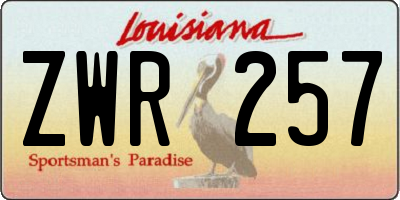 LA license plate ZWR257