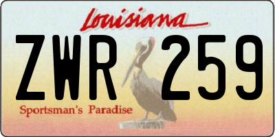 LA license plate ZWR259