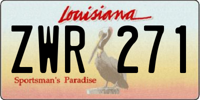 LA license plate ZWR271