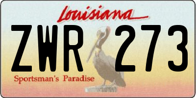 LA license plate ZWR273