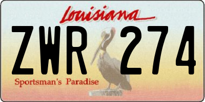 LA license plate ZWR274