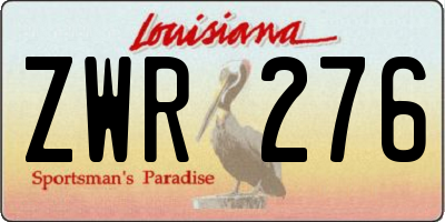 LA license plate ZWR276