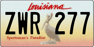 LA license plate ZWR277