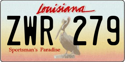 LA license plate ZWR279