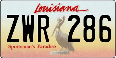 LA license plate ZWR286