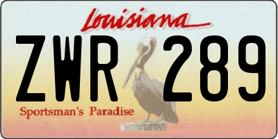 LA license plate ZWR289