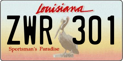 LA license plate ZWR301