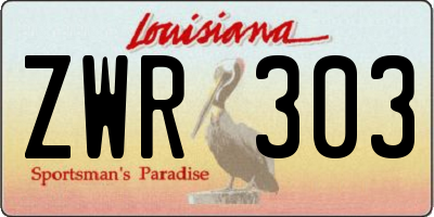 LA license plate ZWR303