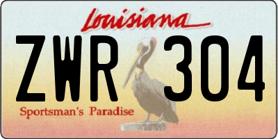 LA license plate ZWR304