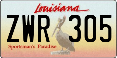 LA license plate ZWR305