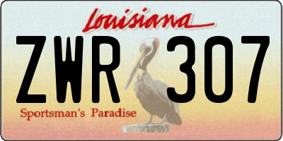 LA license plate ZWR307