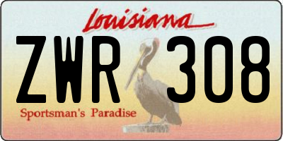 LA license plate ZWR308