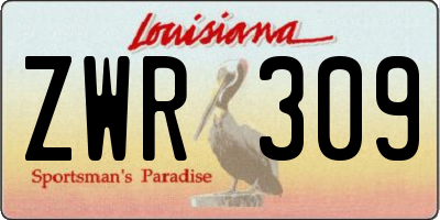 LA license plate ZWR309