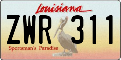 LA license plate ZWR311