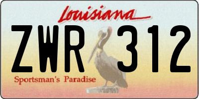 LA license plate ZWR312