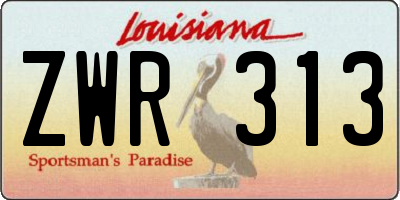 LA license plate ZWR313