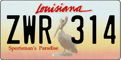 LA license plate ZWR314