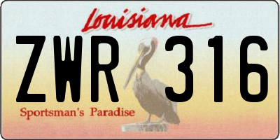 LA license plate ZWR316