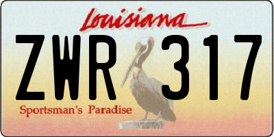 LA license plate ZWR317