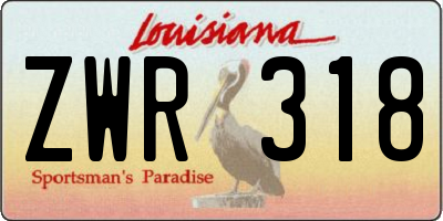 LA license plate ZWR318