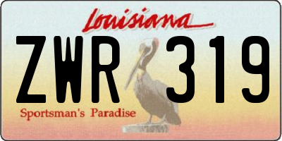 LA license plate ZWR319