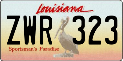 LA license plate ZWR323