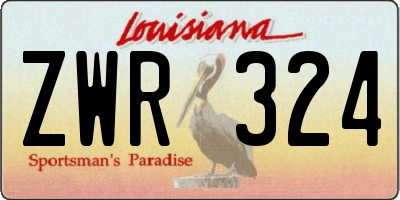 LA license plate ZWR324