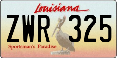 LA license plate ZWR325