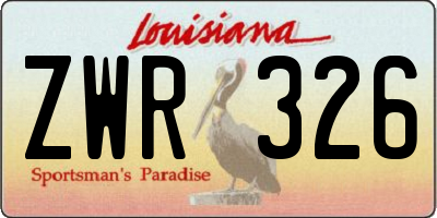 LA license plate ZWR326