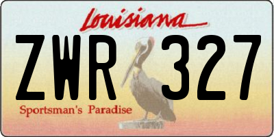 LA license plate ZWR327