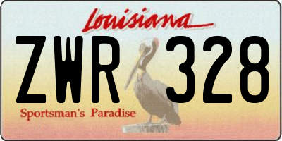 LA license plate ZWR328