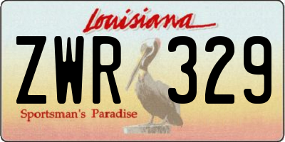 LA license plate ZWR329