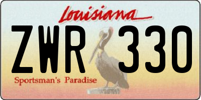 LA license plate ZWR330