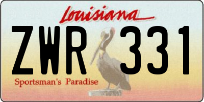 LA license plate ZWR331