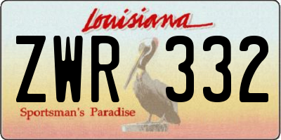 LA license plate ZWR332