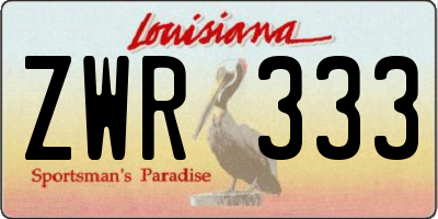 LA license plate ZWR333