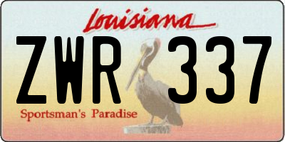 LA license plate ZWR337