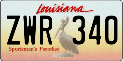 LA license plate ZWR340