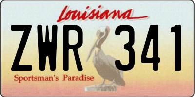 LA license plate ZWR341