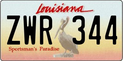 LA license plate ZWR344