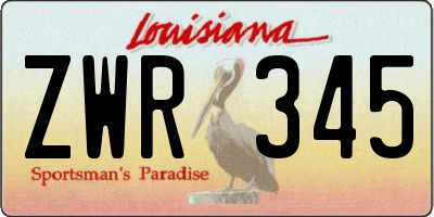 LA license plate ZWR345