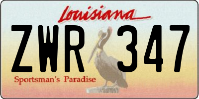 LA license plate ZWR347