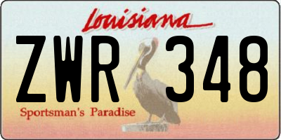 LA license plate ZWR348