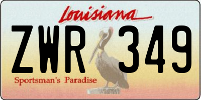 LA license plate ZWR349