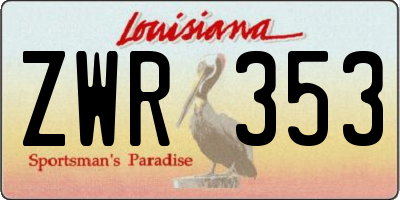 LA license plate ZWR353