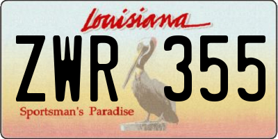 LA license plate ZWR355