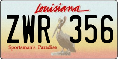 LA license plate ZWR356