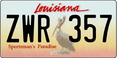 LA license plate ZWR357