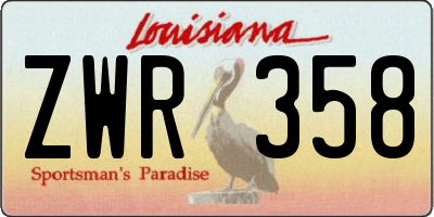 LA license plate ZWR358