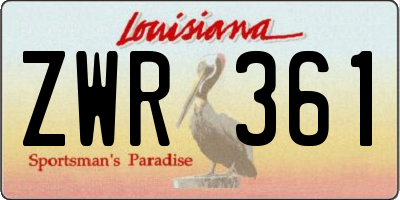 LA license plate ZWR361